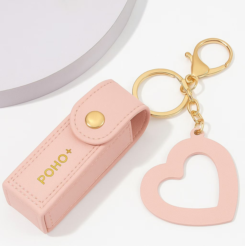 リップクリーム専用 レザー リップケース (ハートチャーム付)/ケース